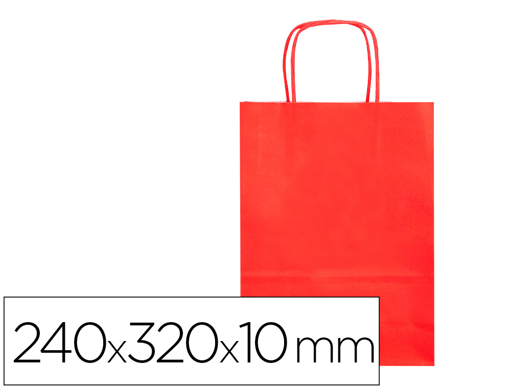 Q-CONNECT - BOLSA PAPEL CELULOSA ROJO S CON ASA RETORCIDA 240X320X10 MM (Ref.KF03746)