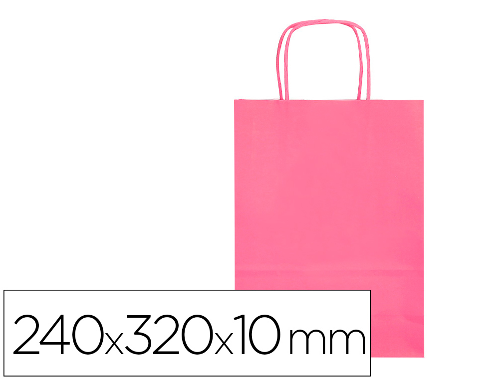 Q-CONNECT - BOLSA PAPEL CELULOSA ROSA S CON ASA RETORCIDA 240X320X10 MM (Ref.KF03749)
