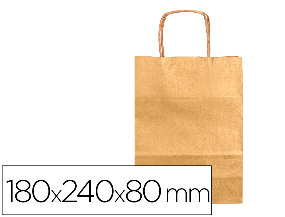 Q-CONNECT - BOLSA PAPEL KRAFT ORO XS CON ASA RETORCIDA 180X240X80 MM (Ref.KF03738)