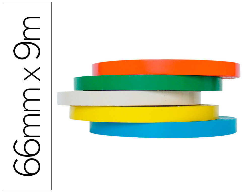 Q-CONNECT - CINTA ADHESIVA 66 MT X 9 MM -PARA CERRAR BOLSAS BOLSA DE 6 ROLLOS SURTIDOS -M (Ref.KF10858)