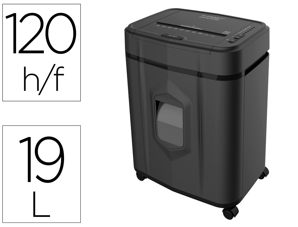 Q-CONNECT - DESTRUCTORA DE DOCUMENTOS CAPACIDAD DE CORTE 120 H AUTO / 10 H MANUAL DESTRUYE GRAPAS CLIPS Y (Ref.KF10486)