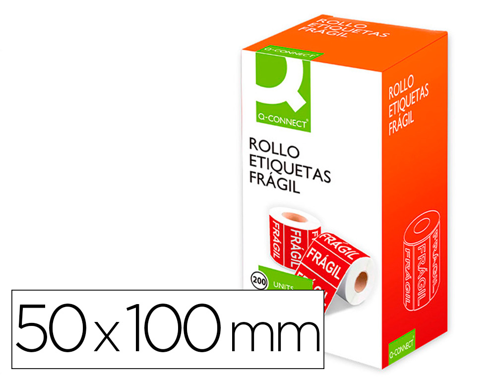 Q-CONNECT - ETIQUETA FRAGIL 50X100 MM ROLLO DE 200 UNIDADES (Ref.KF10976)