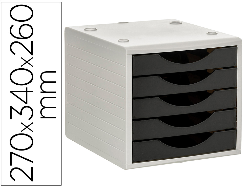 Q-CONNECT - FICHERO CAJONES DE SOBREMESA 5 CAJONES COLOR NEGRO OPACO 270X340X260 MM (Ref.KF11531)