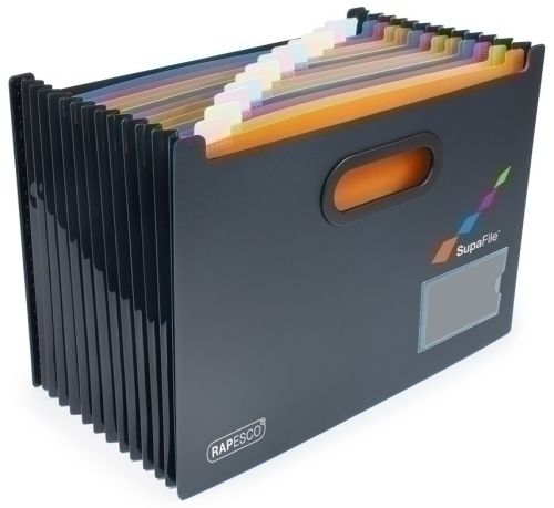 RAPESCO - BASTIDOR CARPETAS COLGANTES ANTIBACTERIANO SUPAFILE A4 13 POCKET (1500 hojas) NEGRO (Ref.1489)
