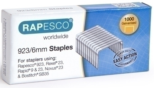 RAPESCO - GRAPAS GRAN CAPACIDAD 923/6 mm. GALVANIZADAS caja de 1000 (Ref.1235)