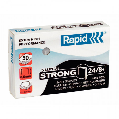 RAPID - CAJA 1000 GRAPAS 24/8+ MM.SUPER STRONG GALVANIZADA (Ref.24858500)