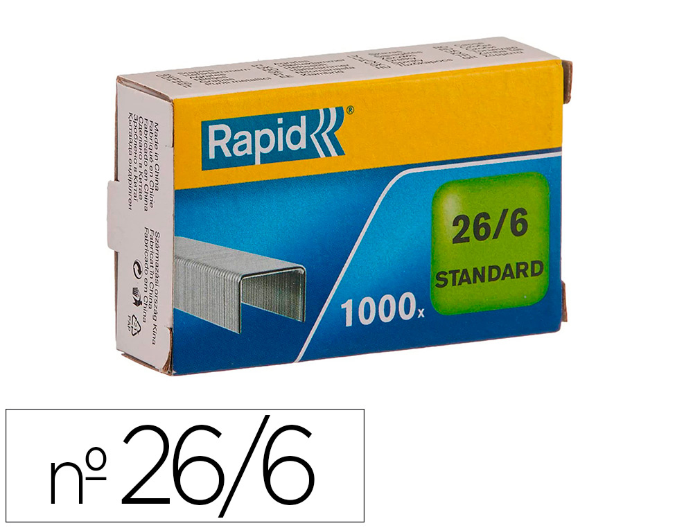 RAPID - GRAPAS 26/6 MM GALVANIZADA CAJA DE 1000 UNIDADES (Ref.24861300)