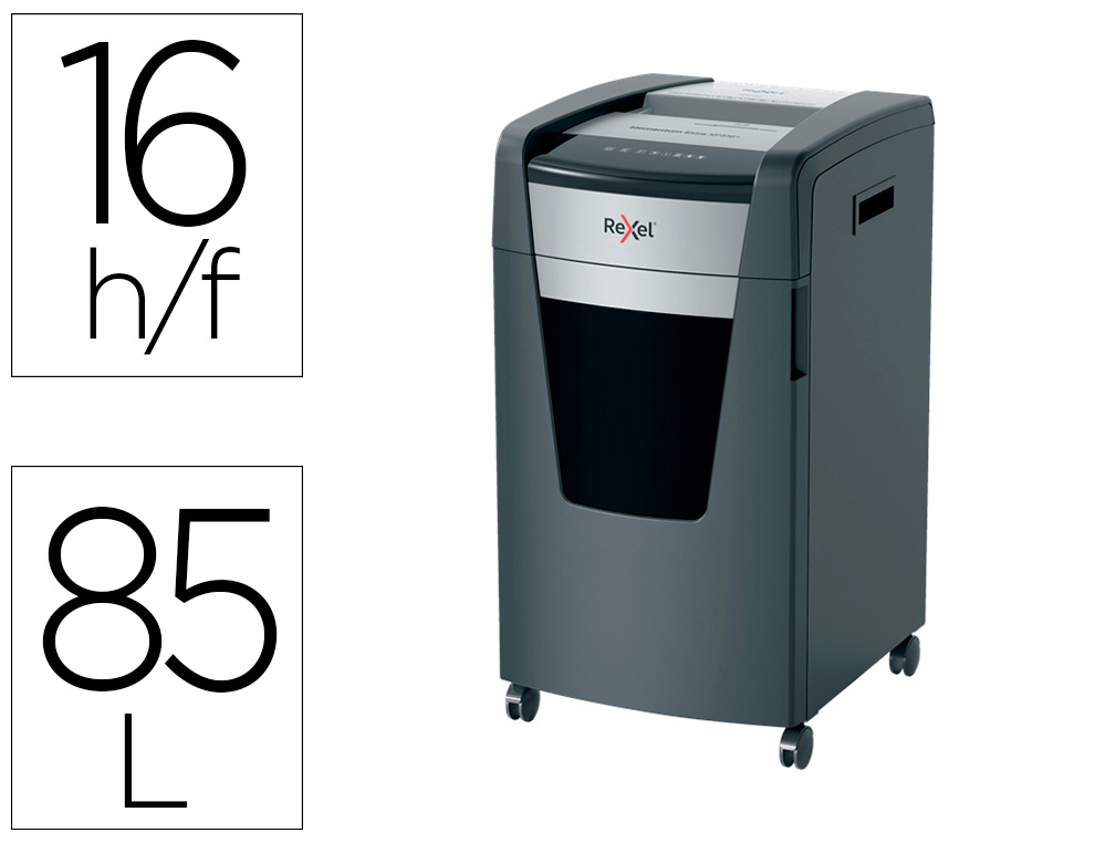 REXEL - DESTRUCTORA DE DOCUMENTOS MOMENTUM EXTRA XP516+ CAPACIDAD CORTE 16 H P5 DESTRUYE GRAPAS CLIPS CD Y (Ref.2021516MEU)