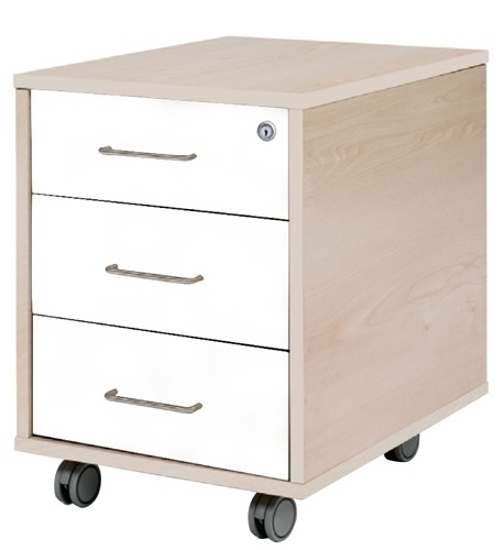 ROCADA - CAJONERA con RUEDAS 40x59,5x58 con 3 CAJONES ESTRUCTURA HAYA FRONTALES BLANCO (Ref.4003AA04)