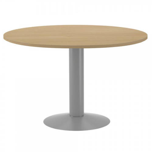 ROCADA - MESA MEETING REDONDA DE JUNTAS DIAMETRO 120 cm. con PATA COLUMNA ALUMINIO TABLERO ROBLE (Ref.3006AT08)