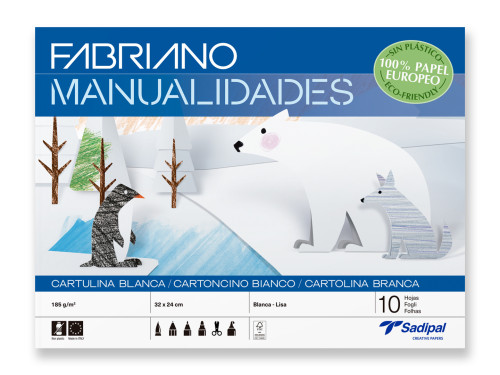 SADIPAL - BLOC 10 HOJAS MANUALIDADES CARTULINA BLANCA FABRIANO (Ref.S0400003)