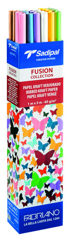 SADIPAL - CAJA EXPOSITORA 24 ROLLOS PAPEL KRAFT VERJURADO 65GR 1X3M FUSIÓN COLLECTION NUEVO SURTIDO (Ref.S0310005)