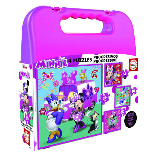 SAFTA - MALETA PUZZLES PROGRESIVOS MINNIE HAPPY HELPERS 12-16-20-25 DE 3-5 AÑOS EDUCA BORRAS (Ref.17638)