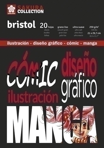 SAKURA - BLOCK DE DIBUJO COMIC Y MANGA (encolado) 250g A4 20h (Ref.93202129)