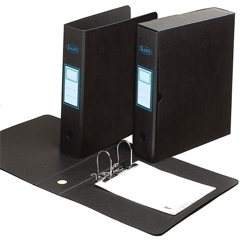 SARO - ARCHIVADOR palanca CARTON GOFRADO Fº 75mm con CAJA NEGRO (Ref.300+300/C)