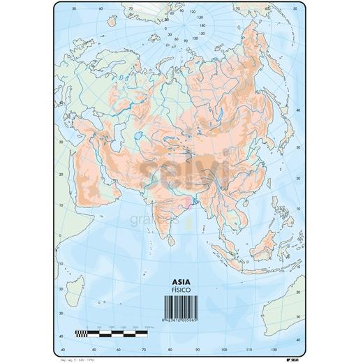 SELVI - MAPA MUDO FÍSICO DE ASIA A4 -50U- (Ref.506)