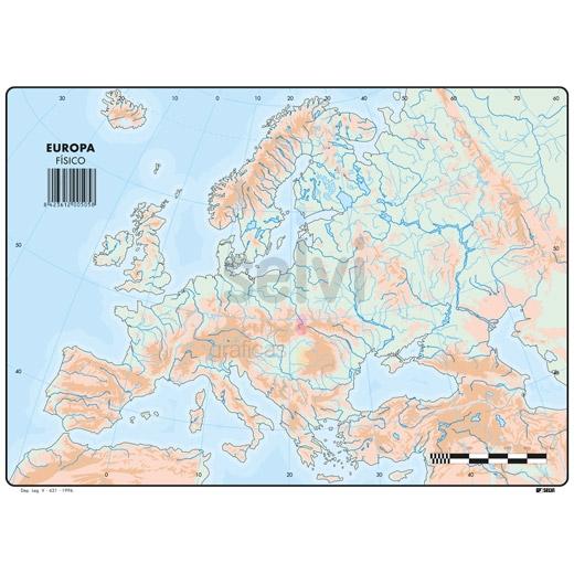 SELVI - MAPA MUDO FÍSICO DE EUROPA A4 -50U- (Ref.505)