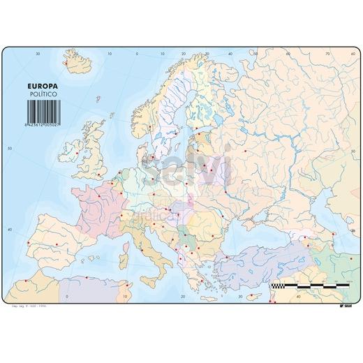 SELVI - MAPA MUDO POLÍTICO DE EUROPA A4 -50U- (Ref.502)