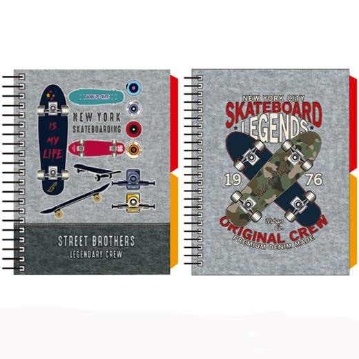 SENFORT - CUADERNO ESPIRAL A6 120H T/DURA 2 SEPARADORES FORRADO SKATEBOARD SURTIDO (Ref.18108220)