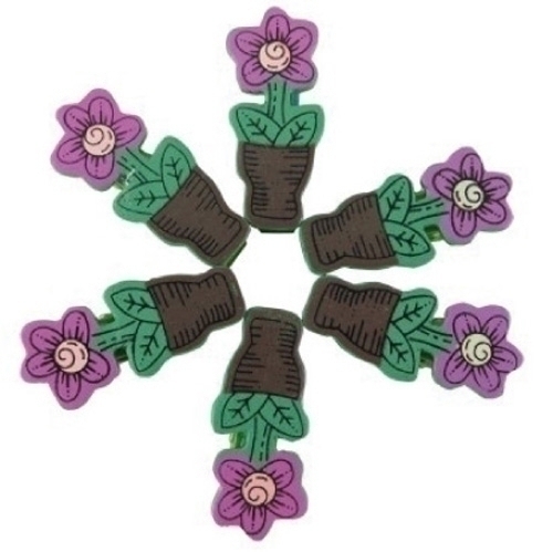 SMART - PINZAS FIXO KIDS MADERA MACETAS con FLORES PACK de 6 (Ref.68006000)