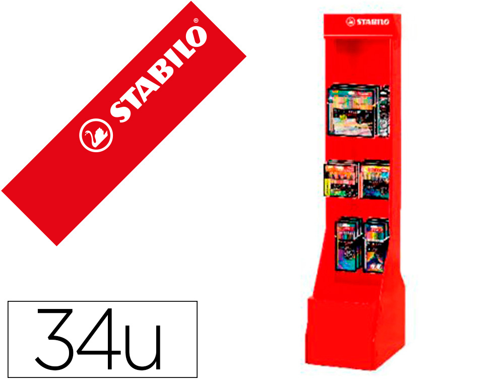 STABILO - CONTENIDO EXPOSITOR GAMA ARTY SUELO 34 UNIDADES SURTIDAS (Ref.CONT 77/34-36-0)