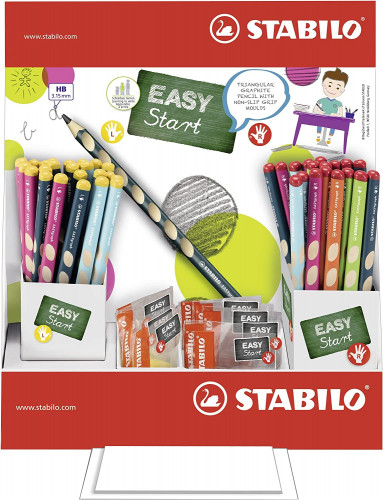 STABILO - LAPIZ de GRAFITO EASY GRAPH EXPOSITOR de 72
contenido:
48 LAPICES y 8 AFILAS DIESTRO
24 LAPICES y 4 AFILAS ZURDO (Ref.330/72-2HB)
