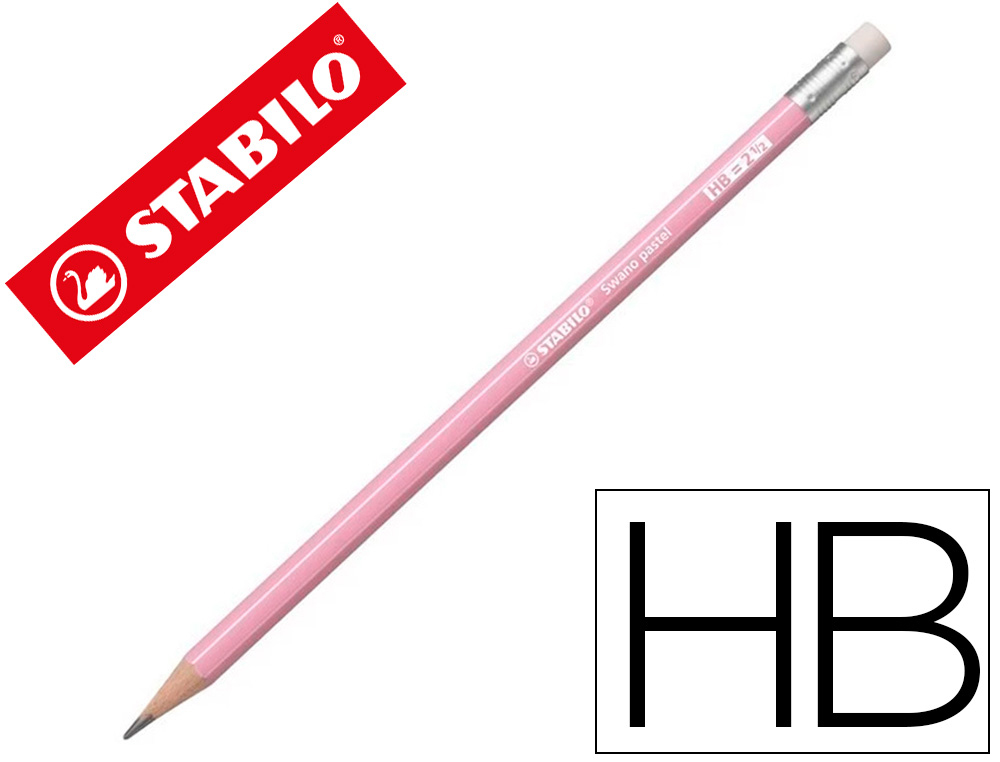 STABILO - LAPIZ GRAFITO CON GOMA SWANO PASTEL ROSA -12U- (Ref.4908/05-HB)