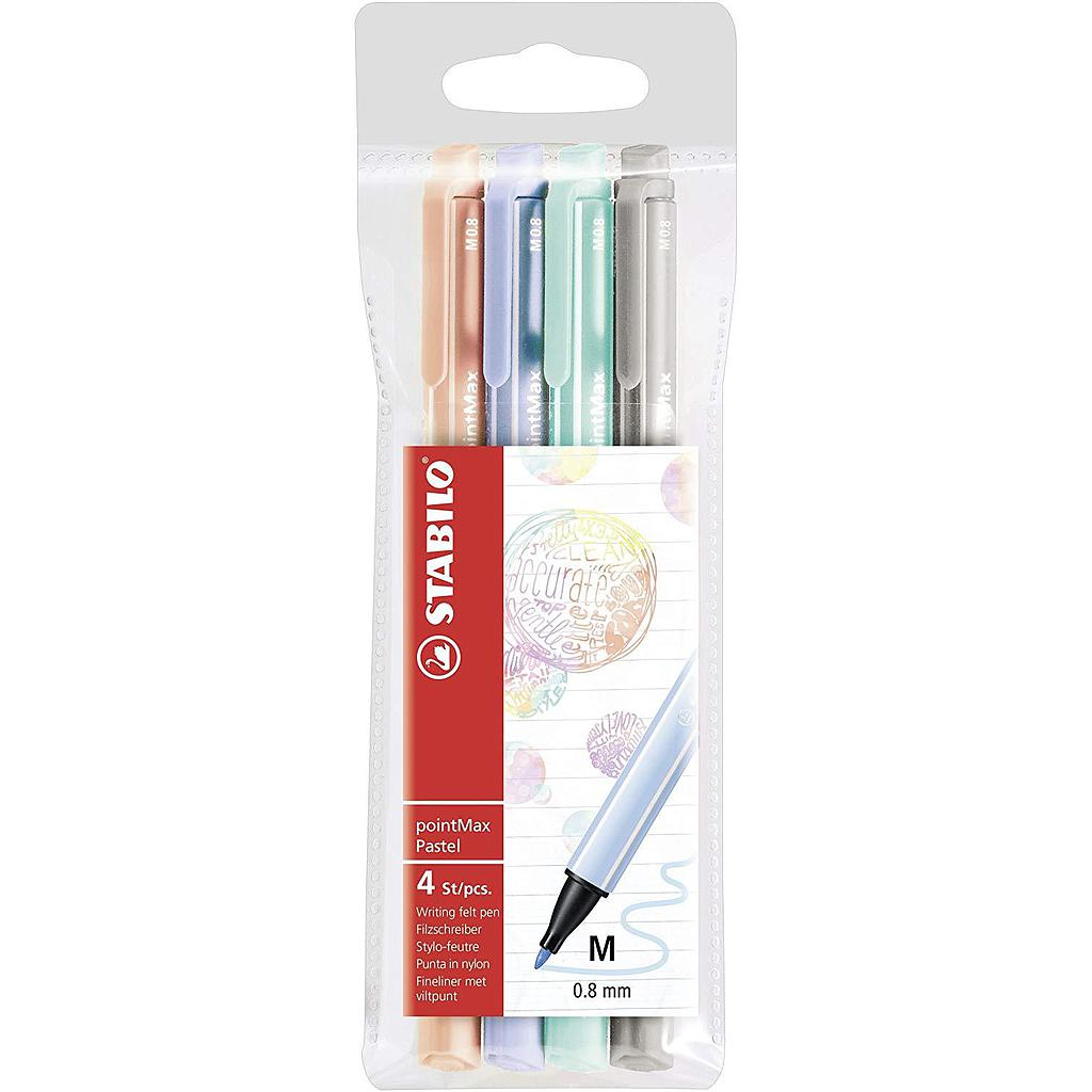 STABILO - POINTMAX ROTULADOR PARA ESCRITURA SURTIDOS PASTEL -ESTUCHE DE 4U- (Ref.488/4-02)