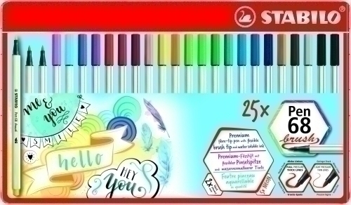 STABILO - ROTULADOR FIBRA PEN 68 BRUSH PUNTA PINCEL CAJA METAL de 25 (Ref.568/25-32)