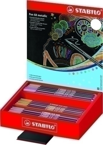 STABILO - ROTULADOR FIBRA PEN 68 METALLIC EXPOSITOR DE 60
(15x Dorado, 15x Plata, 5x Cobre, 5x Azul metalico, 5x Verde metalico, 5x Lila metalico, 5x Rosa metalico, 5x Verde claro metalico ) (Ref.68/60-8-4)