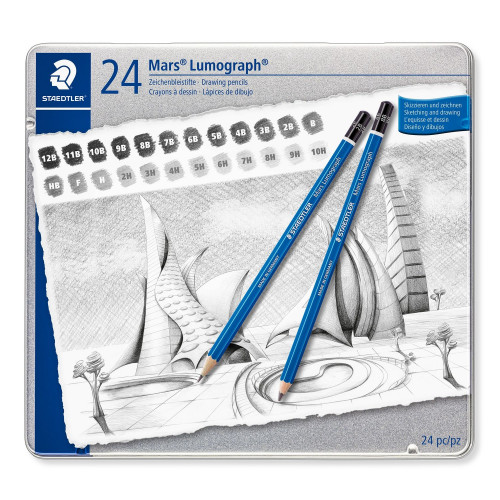 STAEDTLER - ESTUCHE DE METAL CON 24 LÁPICES, GRADUACIONES (Ref.100 G24)