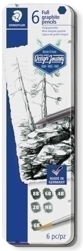 STAEDTLER - LAPIZ de GRAFITO DESIGN JOURNEY 100G LUMOGRAPH PURE GRAPHITE CAJA METAL de 6 (Ref.100G M6)