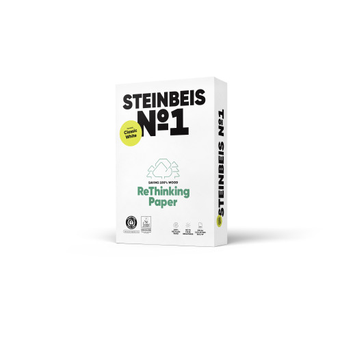 STEINBEIS - PAQUETE 500H PAPEL RECICLADO 80GR A3 CLASSIC WHITE Nº1 ISO70 (Ref.141689)