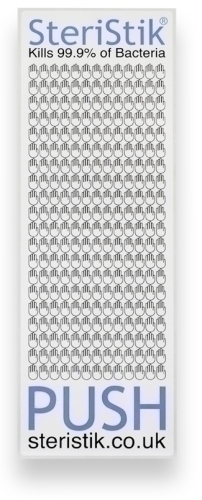 STERISTIK - ETIQUETA ANTIMICROBIANA DOOR PUSH ROLLO 225 x 75 mm AUTO-ADHESIVA (Ref.STP-75)