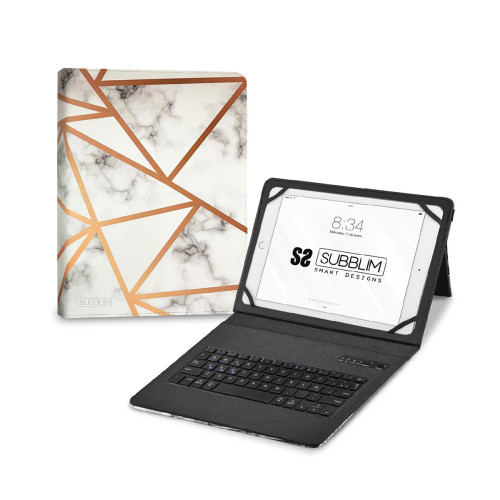SUBBLIM - Funda con Teclado Keytab Pro BT Trendy Marmol Blanco (Ref.SUBKT5-BTTW10)