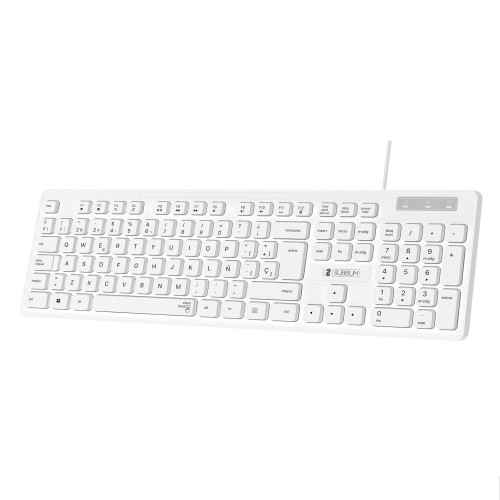 SUBBLIM - Teclado Ergonómico Business Slim Silencioso con cable USB Blanco (Ref.SUBKBC-0SSK51)