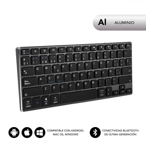 SUBBLIM - Teclado Wireless Bluetooth Aluminio Advance Compact Grey (Ref.SUB-KB-3ADC201)