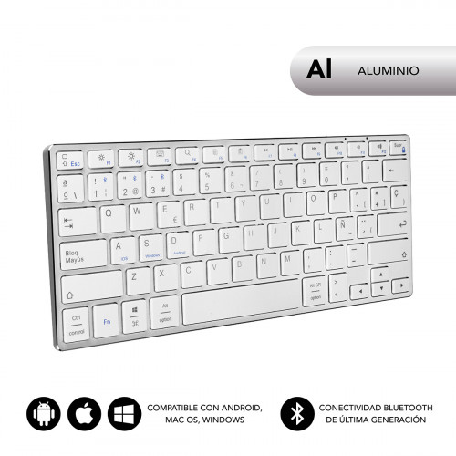 SUBBLIM - Teclado Wireless Bluetooth Aluminio Advance Compact Silver (Ref.SUB-KB-3ADC200)