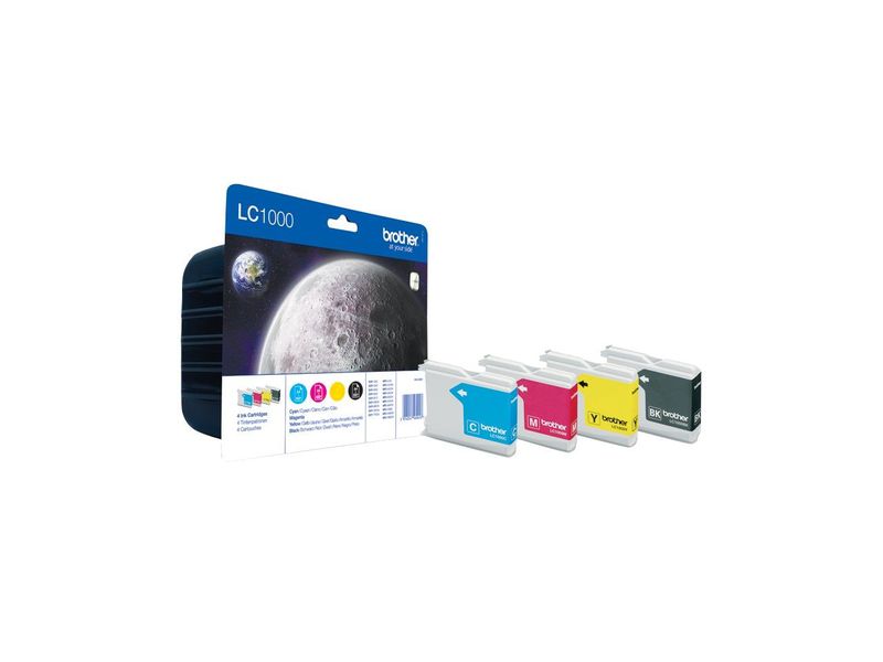 BROTHER - Cartuchos ORIGINALES Inyección De Tinta LC1000 Negro/Amarillo/Cyan/Magenta Pack 4 0 (Ref.LC1000VALBP)