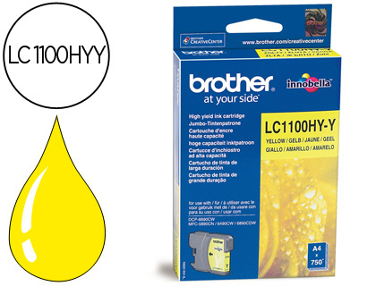 BROTHER - Cartuchos ORIGINALES Inyección De Tinta LC1100HY-Y Amarillo (Ref.LC1100HYY)