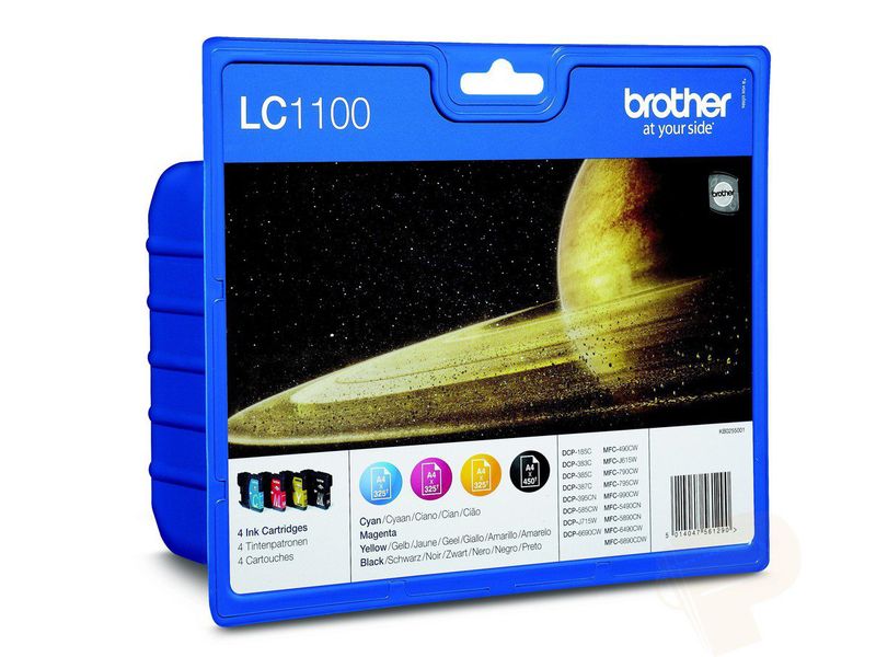 BROTHER - Cartuchos ORIGINALES Inyección De Tinta LC-1100 Negro/Amarillo/Cyan/Magenta Pack 4 (Ref.LC1100VALBP)