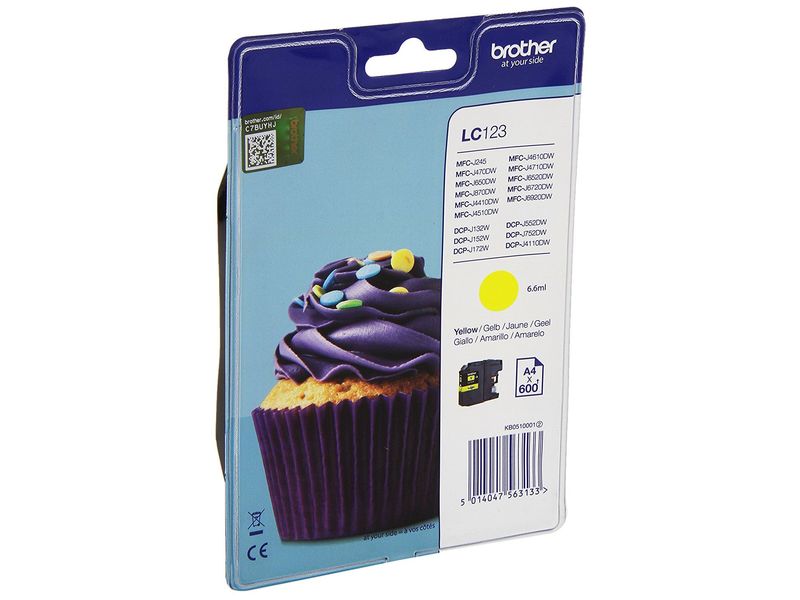 BROTHER - Cartuchos ORIGINALES Inyección De Tinta LC123Y Amarillo (Ref.LC123YBP)