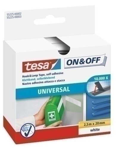 TESA - CINTA VELCRO ON&amp;OFF rollo 2,5x20 BLANCO (Ref.55225-00002-01)
