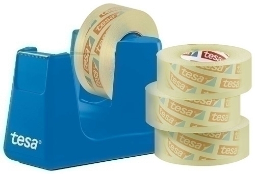 TESA - PORTARROLLOS 33 m EASY CUT SMART AZUL + FILM TRANSPARENTE 4 ROLLOS (Ref.53908-00000-00)