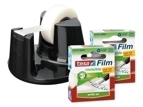 TESA - PORTARROLLOS NEGRO+2 ROLLOS 33X19 INVISIBLE (Ref.53832-00000-00)