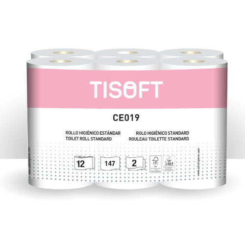 TISOFT - PAQUETE 12 ROLLOS PAPEL HIGIENICO 2C ST (Ref.CE019)