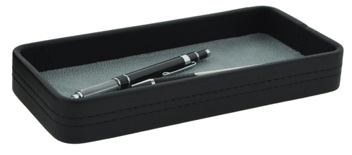 TOMAS CARNERO - CUBETA PORTA LAPICES RECTANGULAR POLIPIEL 23x10x3 CM. NEGRO (Ref.REF. 10)