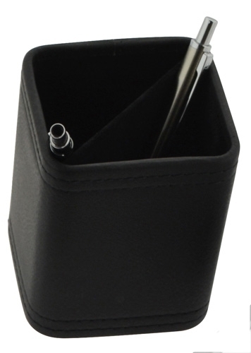 TOMAS CARNERO - PORTA LAPICES CUADRADO POLIPIEL 8x8x11,5 CM. NEGRO (Ref.REF. 9)