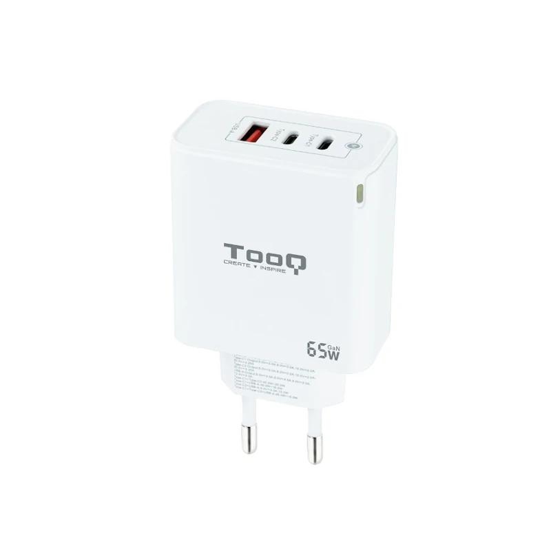 TOOQ - Cargador pared GAN 2xUSB-C 1xUSB-A 65W (Ref.TQWC-GANQC2PD65WT)
