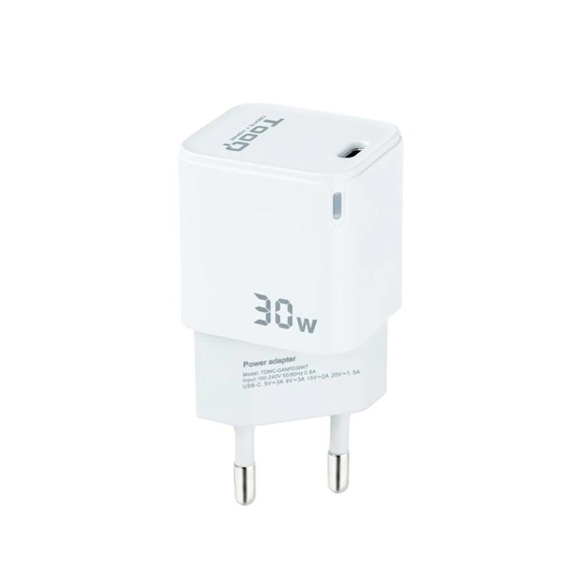 TOOQ - Cargador pared GAN USB-C/PD 30W, Blanco (Ref.TQWC-GANPD30WT)